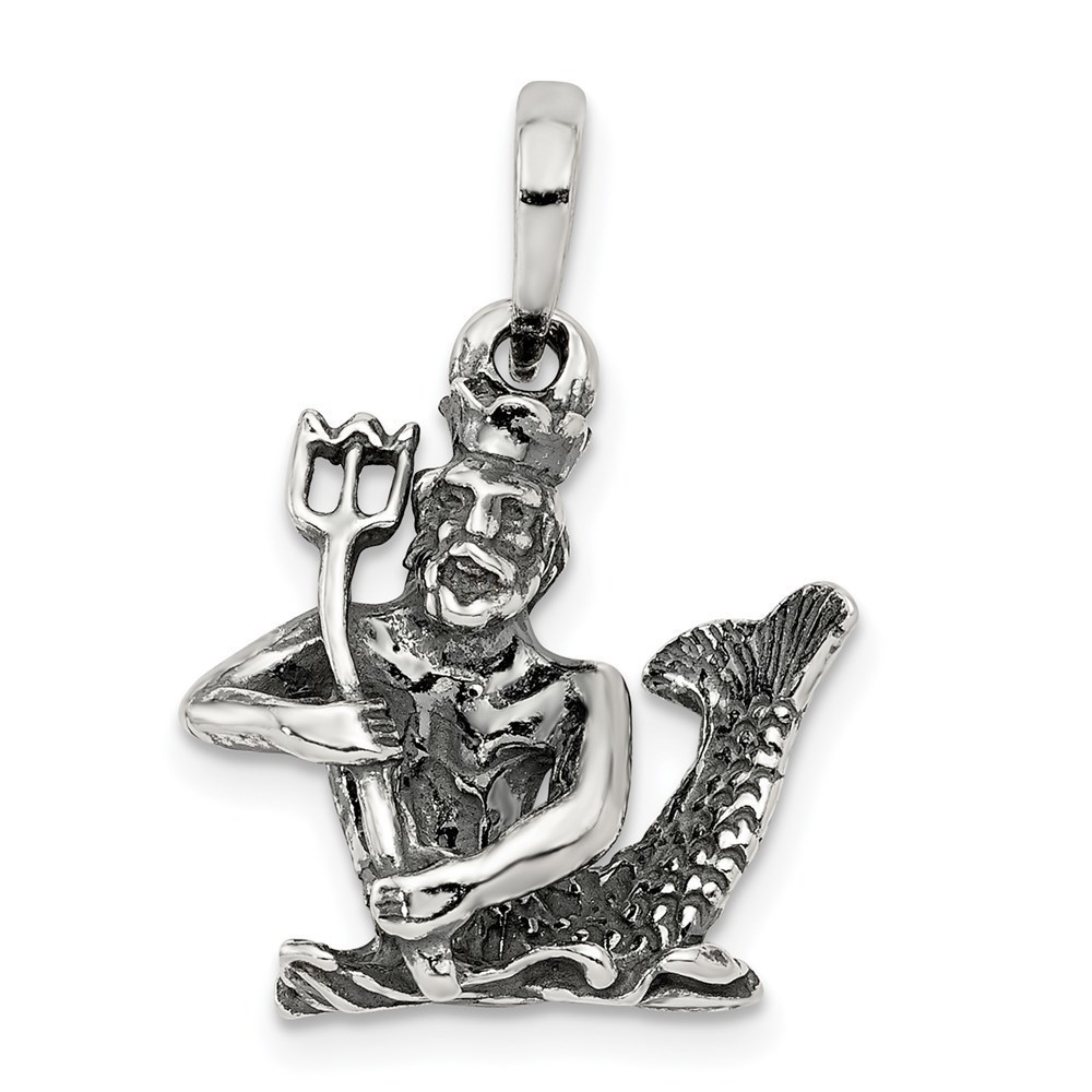 Million Charms 925 Sterling Silver Antiqued Aquarius Zodiac Charm Pendant